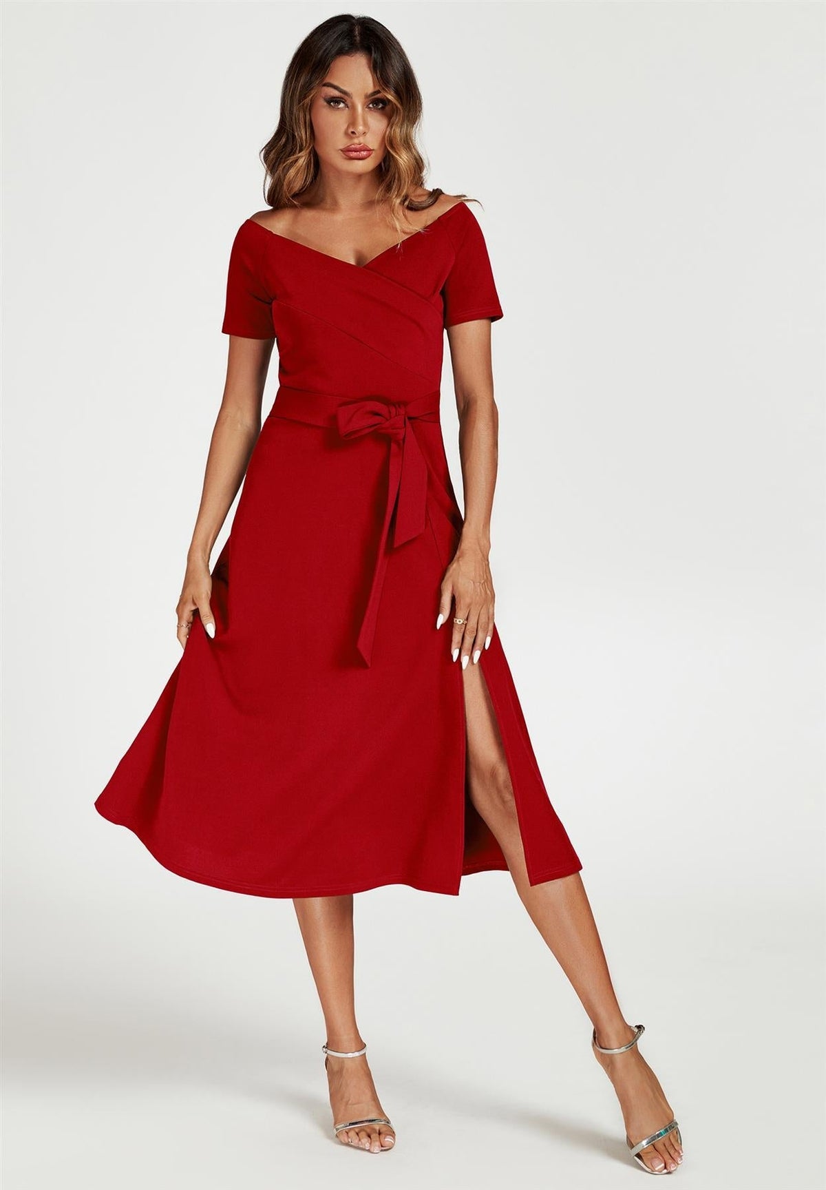 Rubin Carmen Midikleid mit Schleife