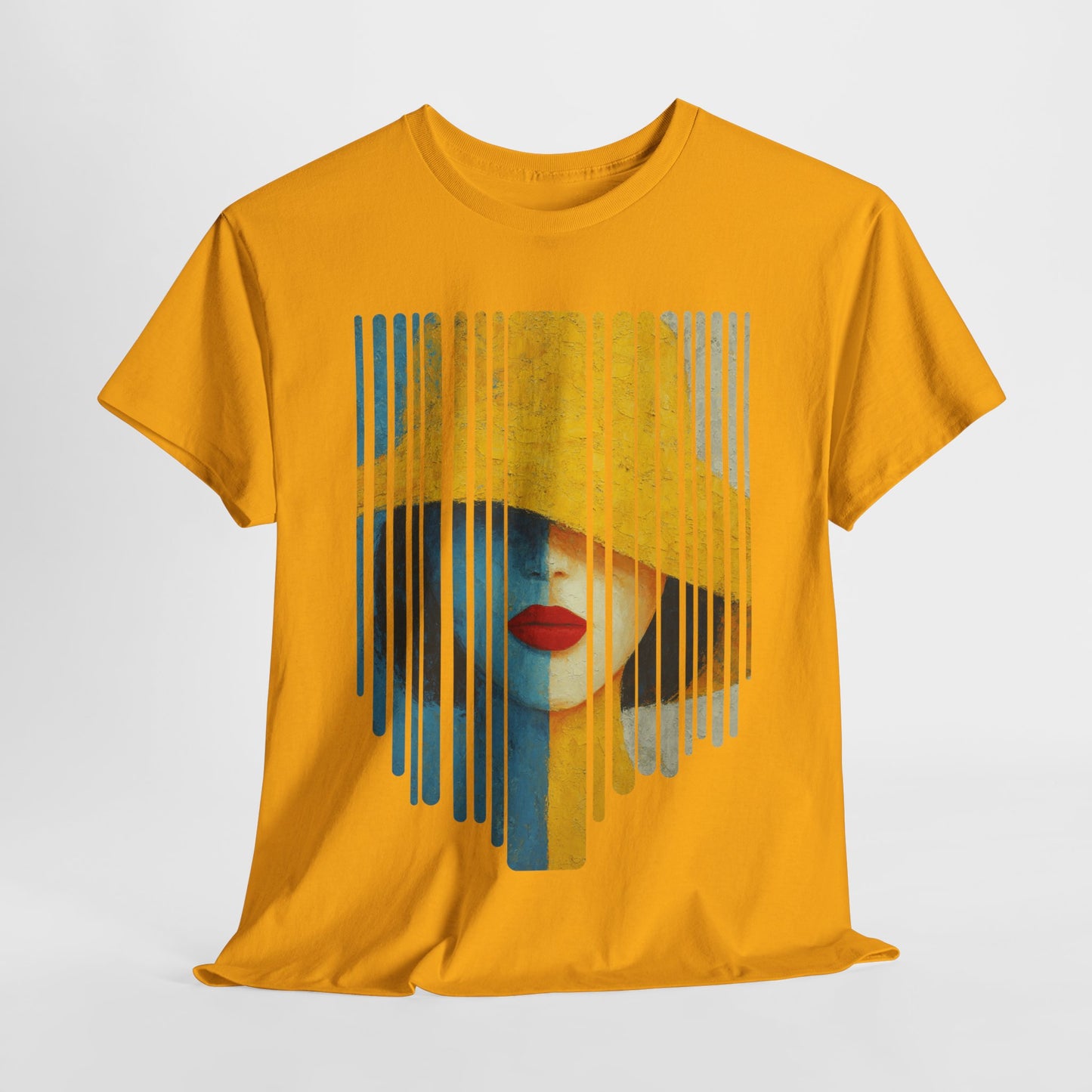 Parallels - T-Shirt Painting Kunst-Dame im gelben Hut