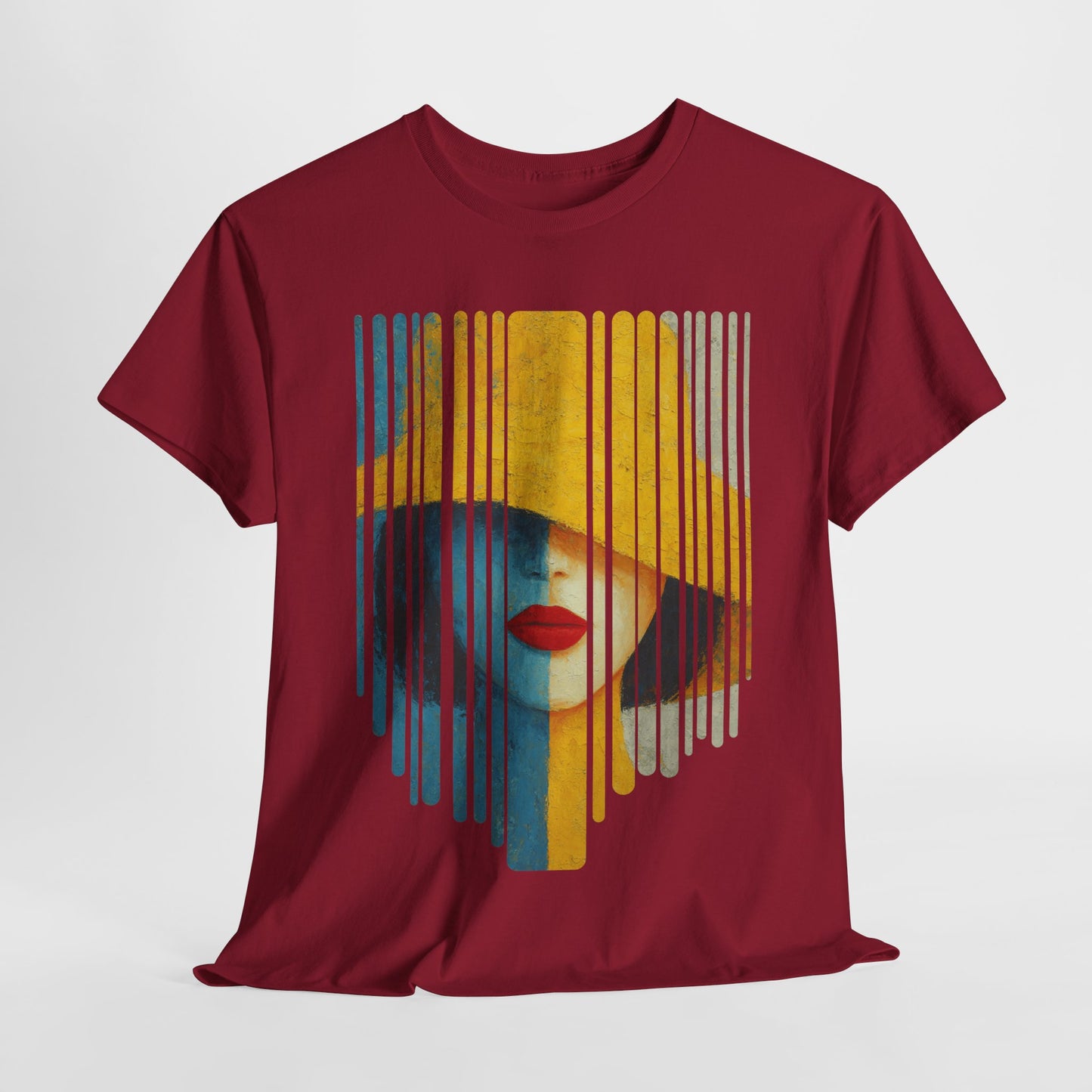 Parallels - T-Shirt Painting Kunst-Dame im gelben Hut