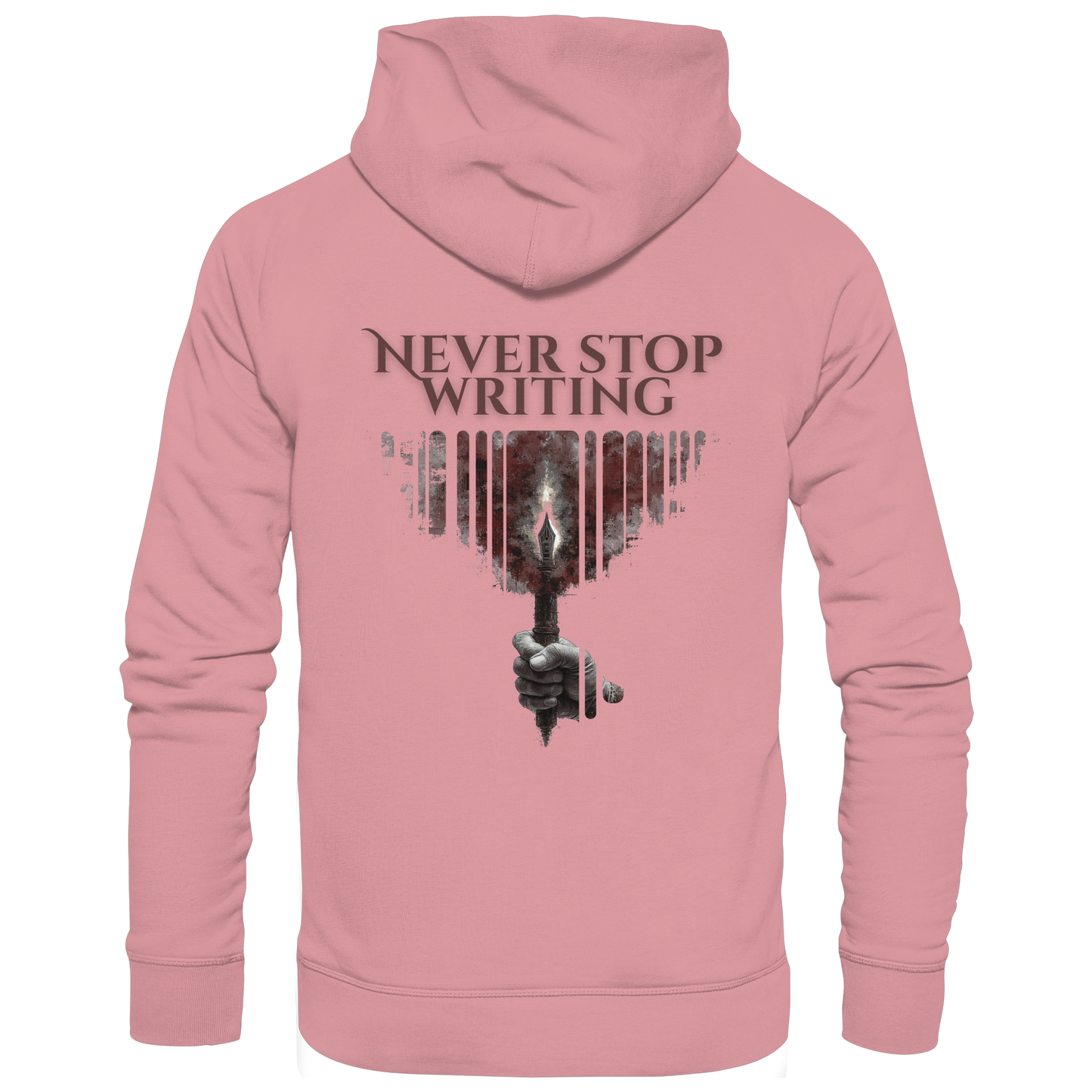 Never Stop Writing - Meaningful Hoodie Design - Bio-Baumwolle & Recyceltes Polyester - Organic Basic Hoodie