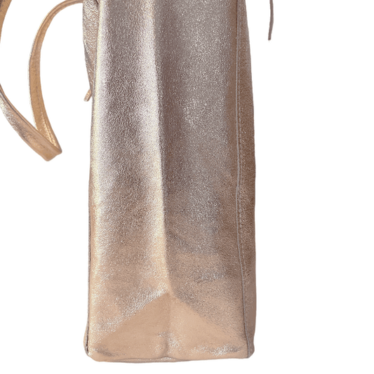 Leder Shopper mit Innentasche Rosegold