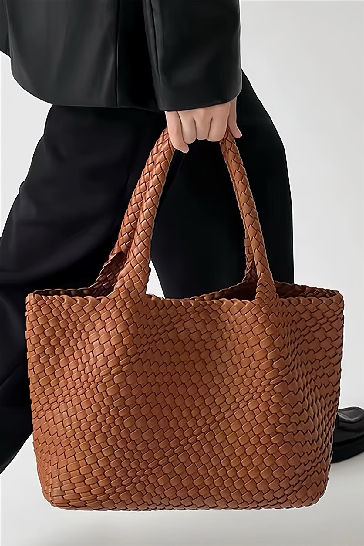 Siena Flechtshopper Cognac mit Innentasche