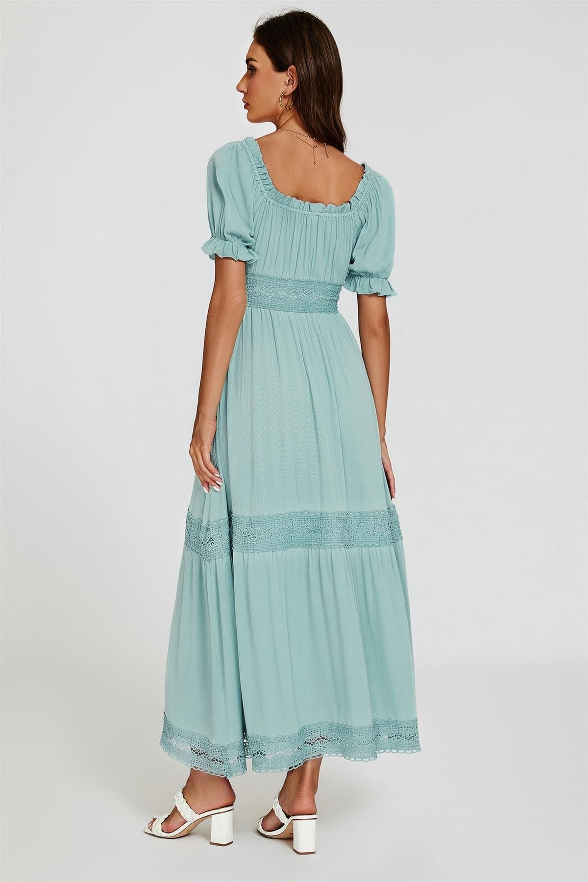 Lagune Cottage Maxikleid mit Puffärmeln und Spitze