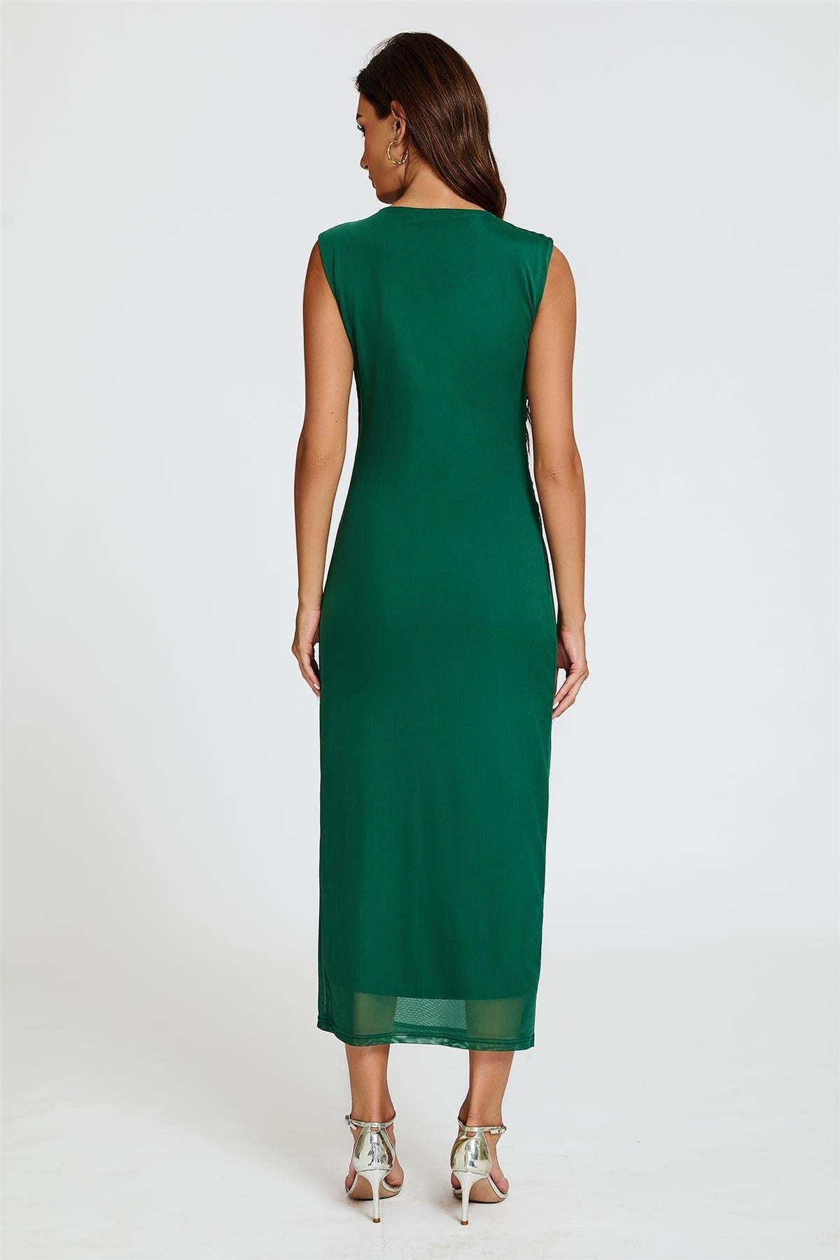 Jade Mesh Maxikleid mit Drapierung