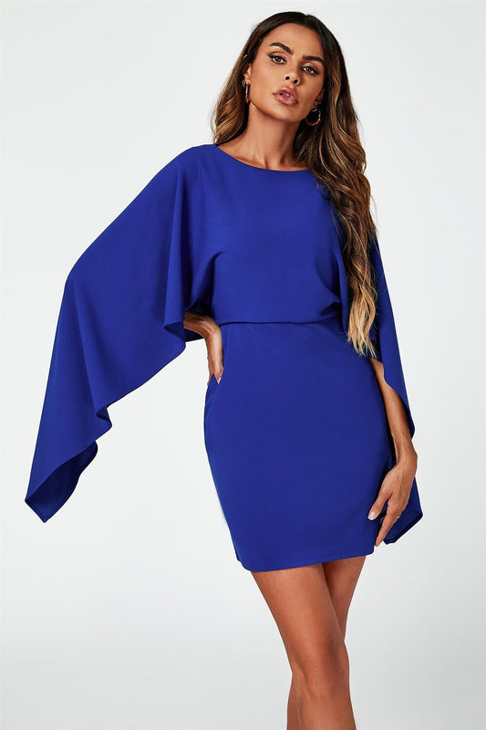Saphir Cape Minikleid mit Rückenausschnitt