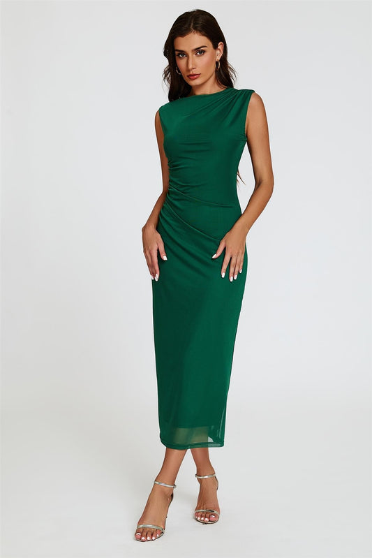 Jade Mesh Maxikleid mit Drapierung