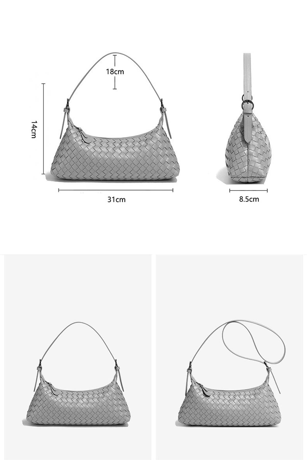 Geflochtene Schultertasche in Off White