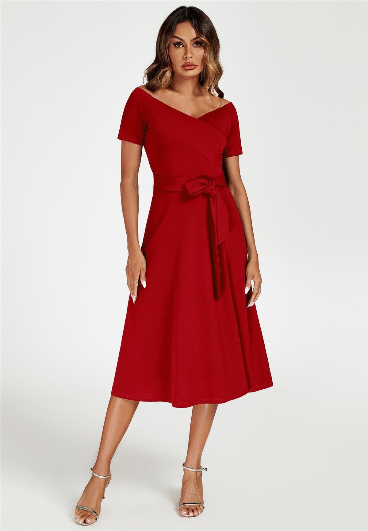 Rubin Carmen Midikleid mit Schleife