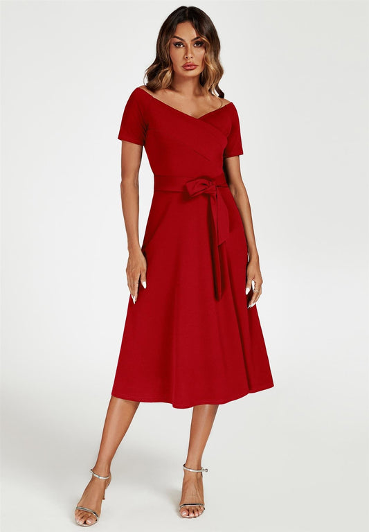 Rubin Carmen Midikleid mit Schleife