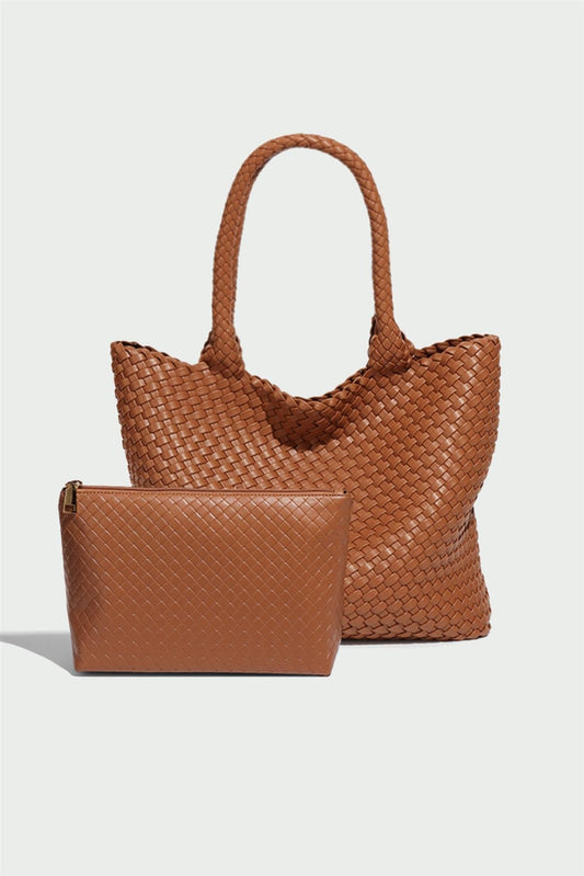 Siena Flechtshopper mit Innentasche in Cognac
