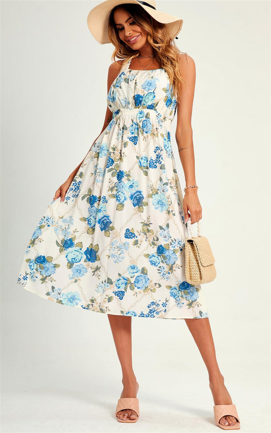 Porzellanrose Midikleid mit gekreuztem Rücken