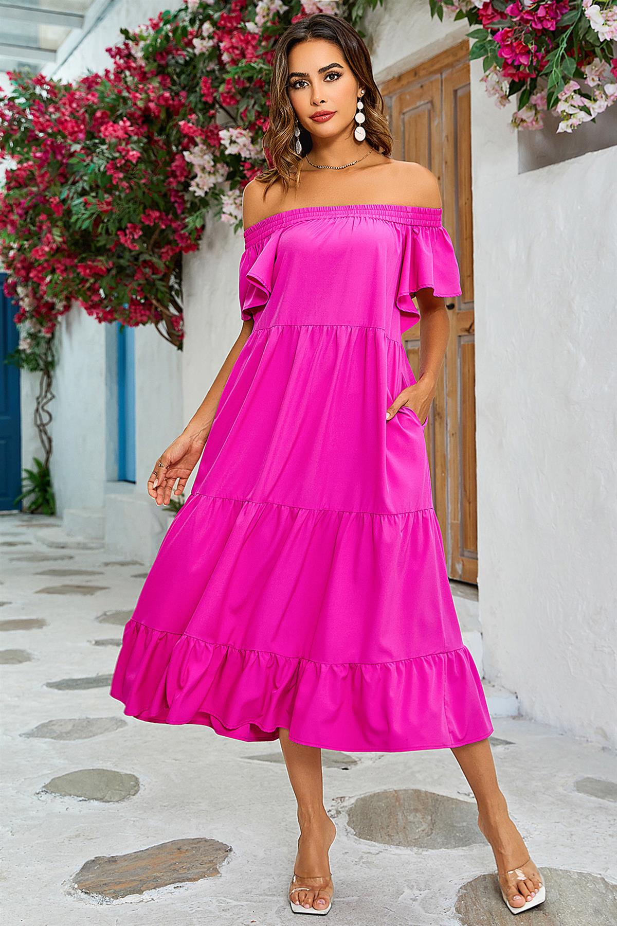 Bougainvillea Carmen Midikleid mit Stufenrock
