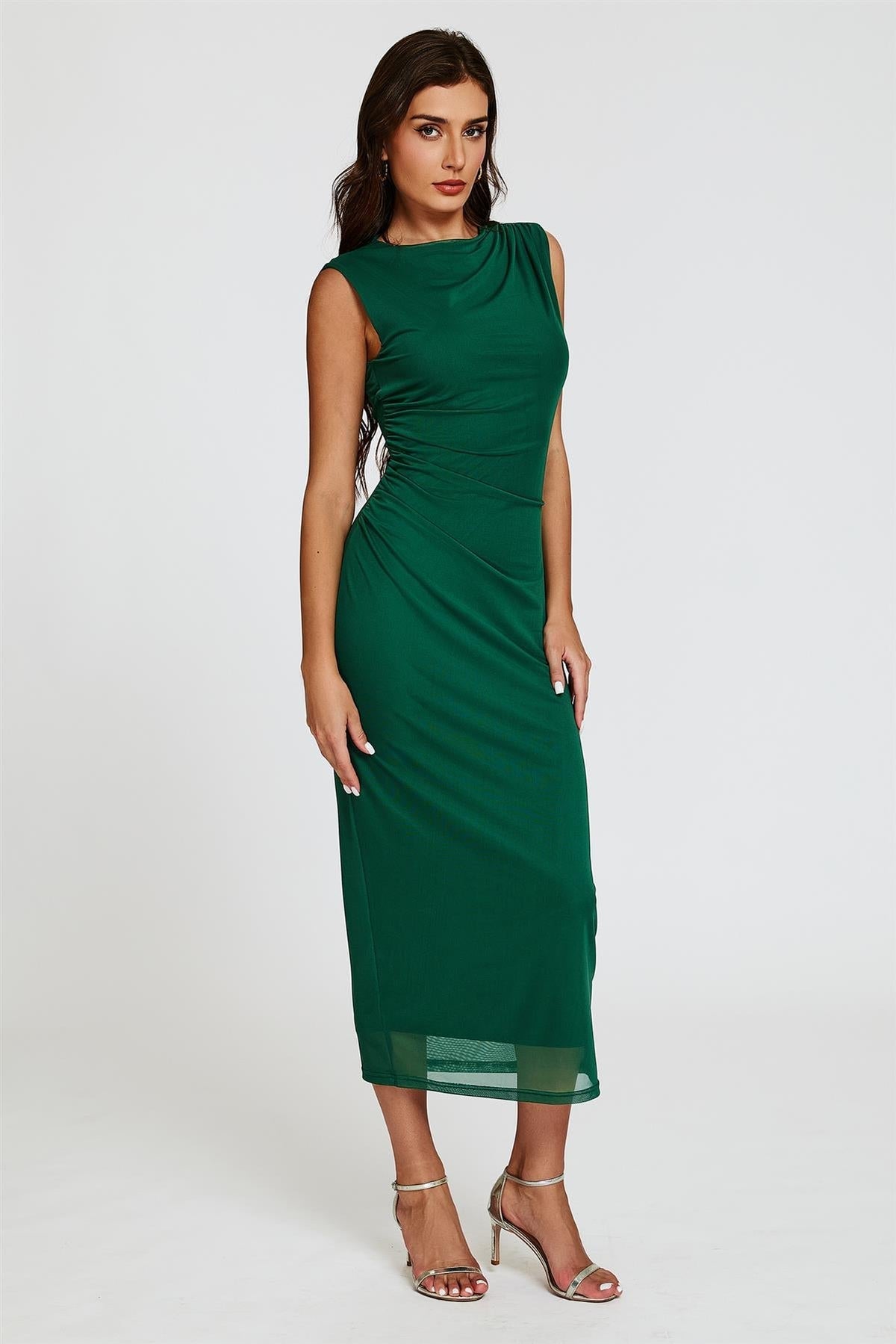 Jade Mesh Maxikleid mit Drapierung