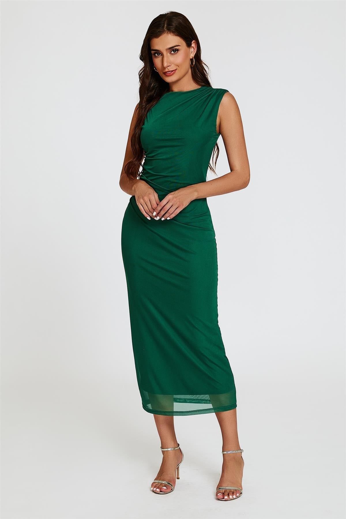 Jade Mesh Maxikleid mit Drapierung