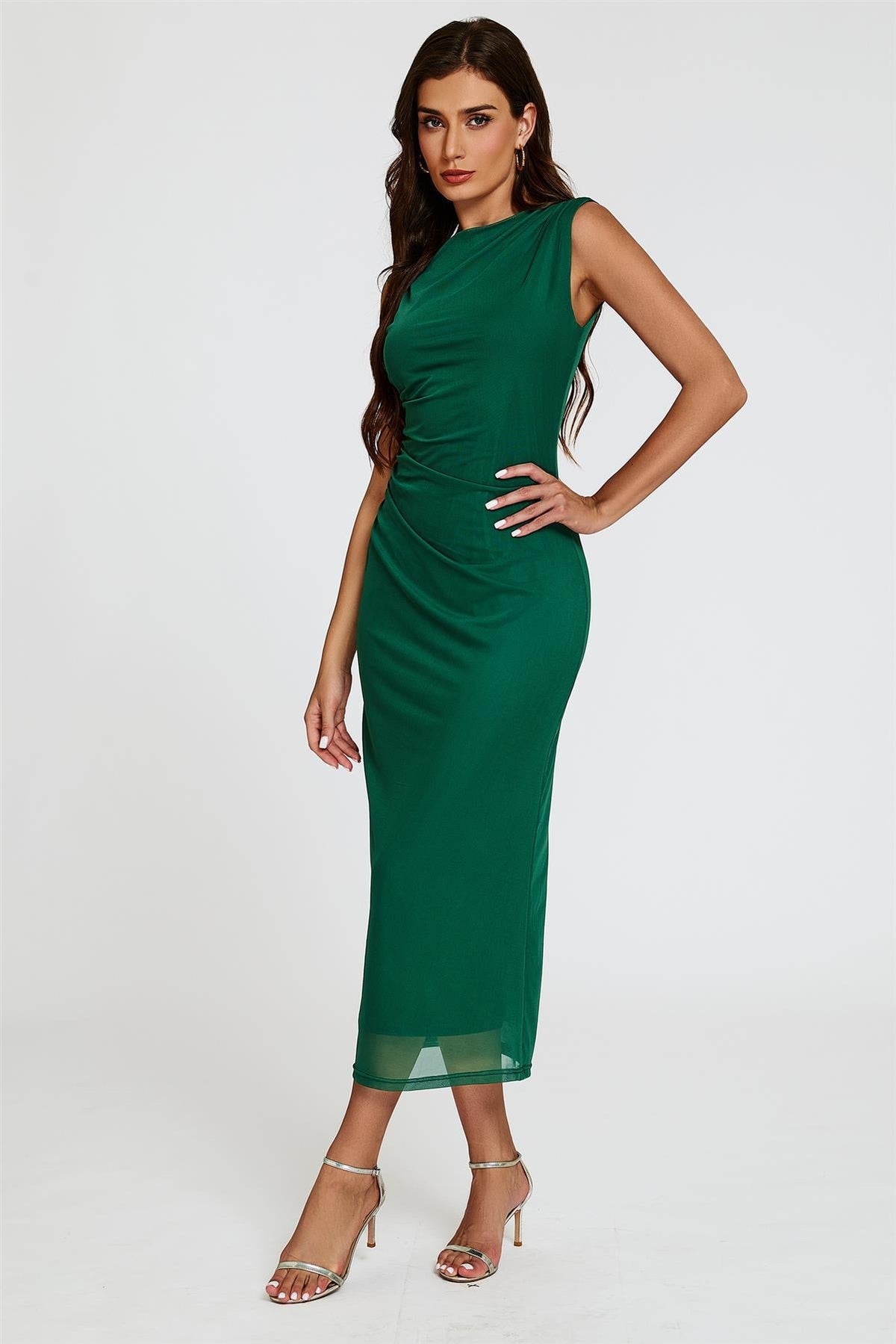 Jade Mesh Maxikleid mit Drapierung