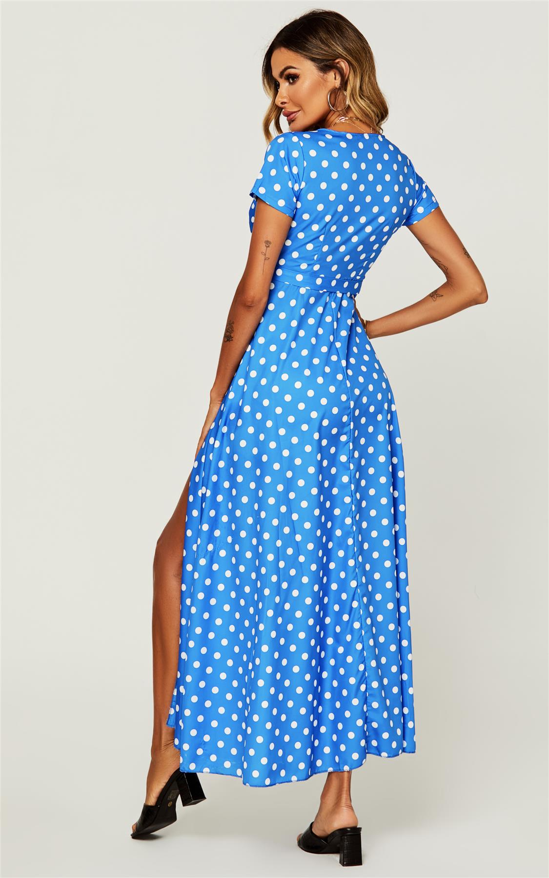 Capri Polka Dot Maxikleid in Wickeloptik