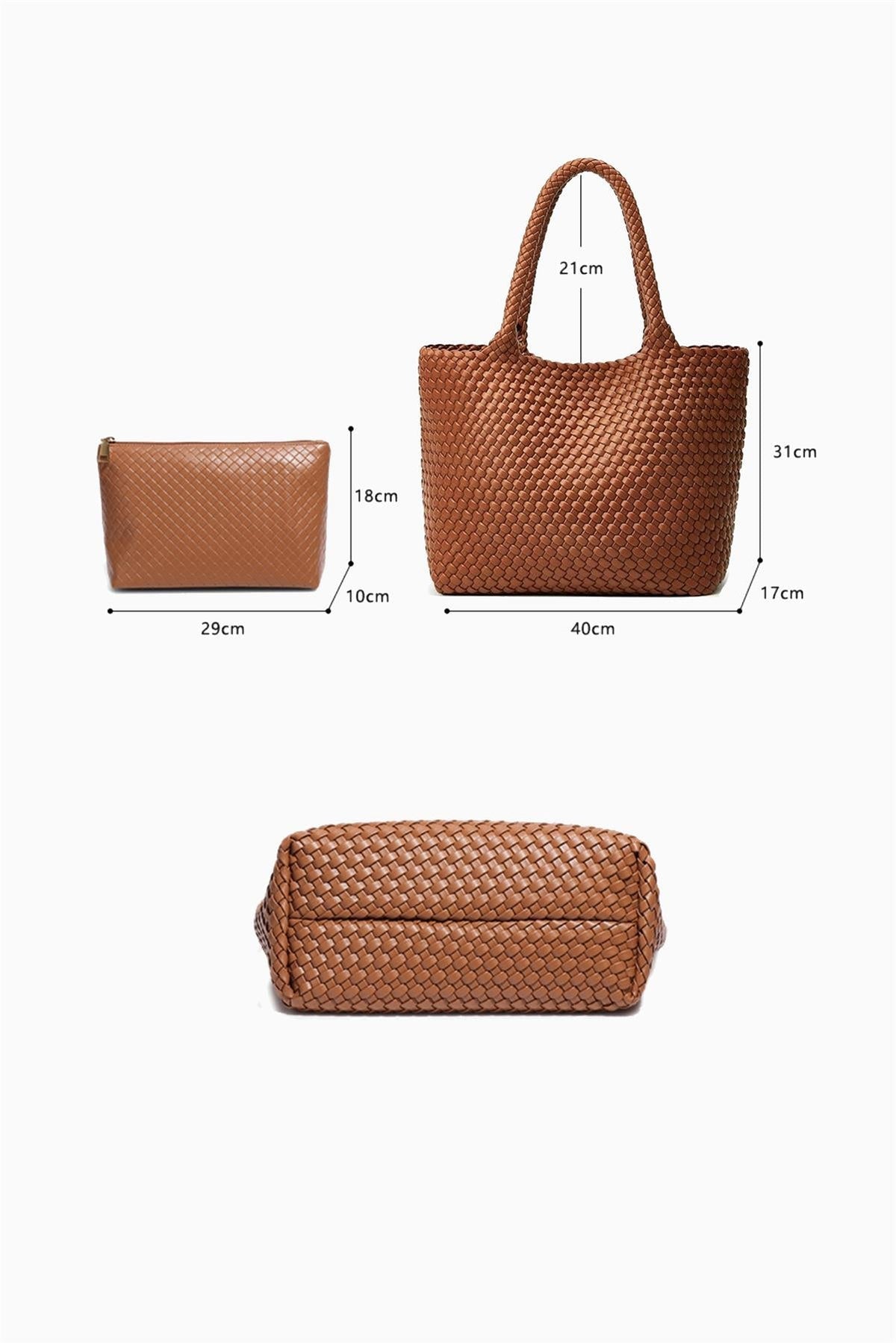 Siena Flechtshopper Cognac mit Innentasche