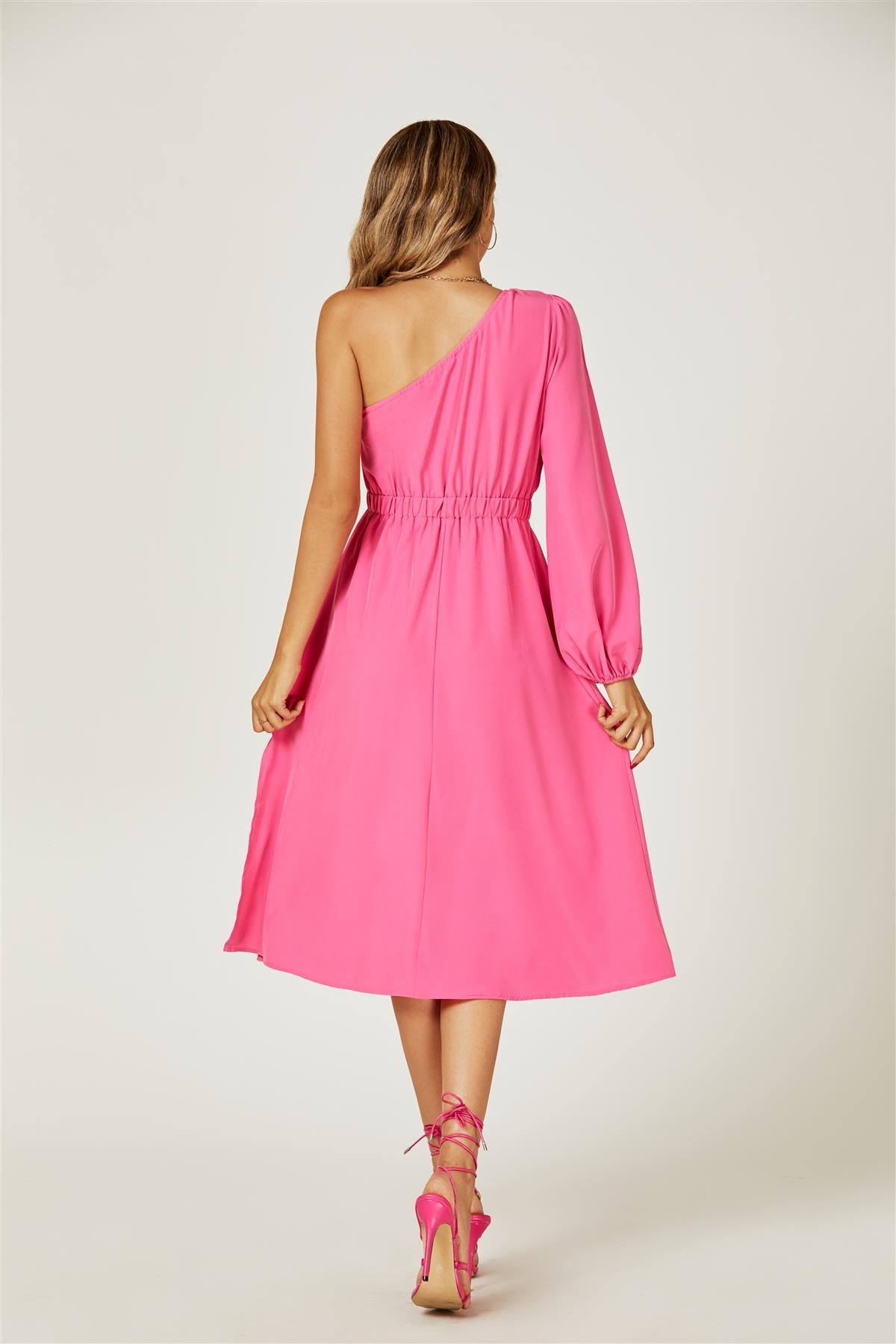 Hibiskus One Shoulder Midikleid mit Kettenträger