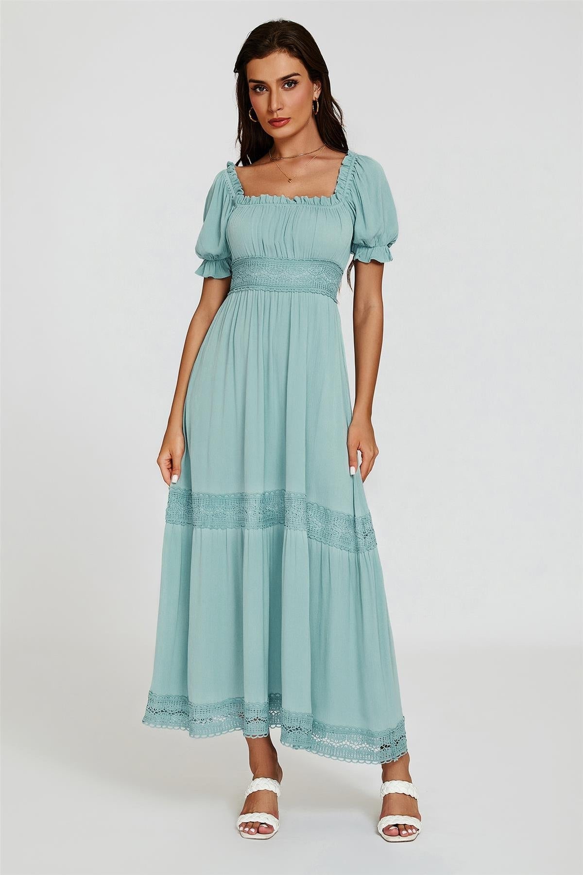 Lagune Cottage Maxikleid mit Puffärmeln und Spitze