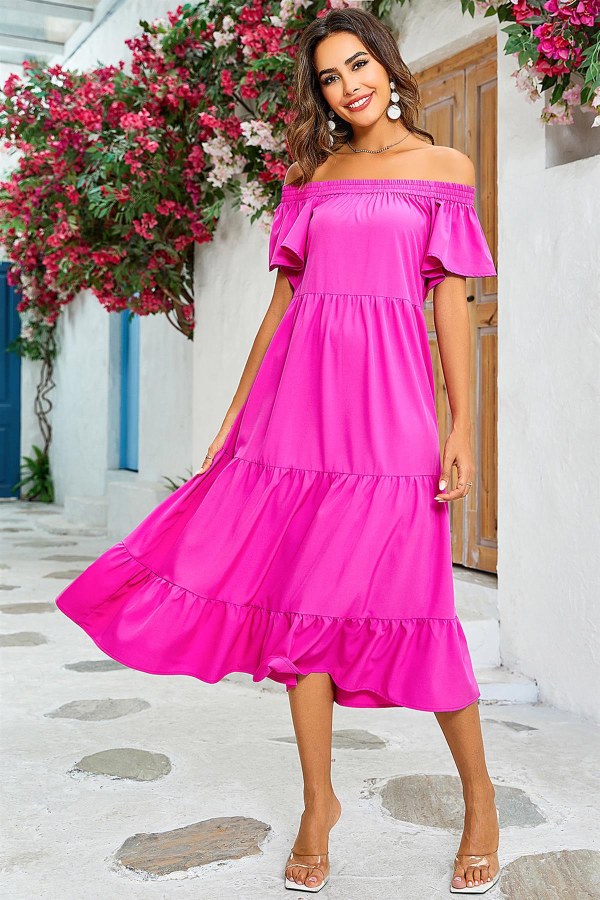 Bougainvillea Carmen Midikleid mit Stufenrock