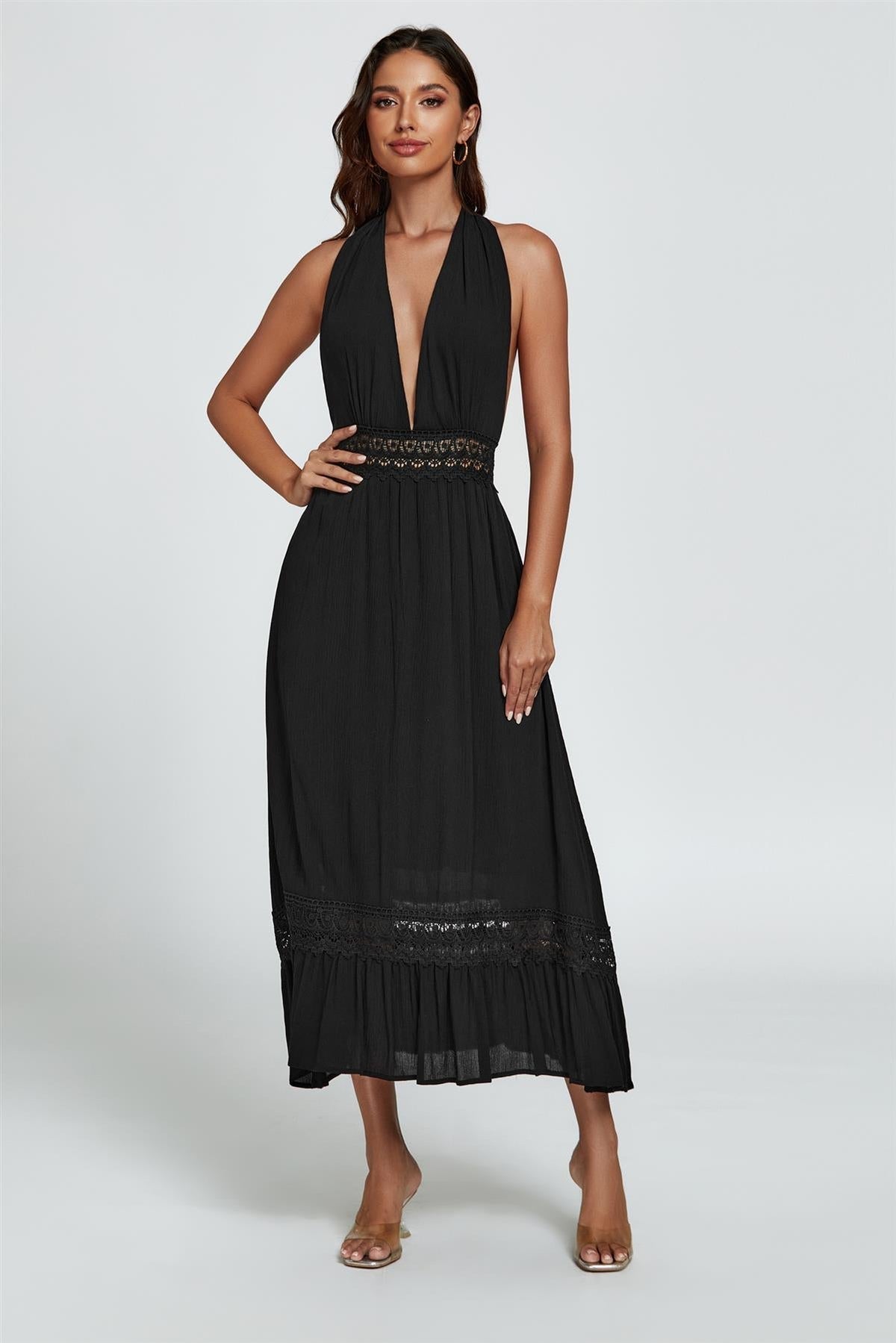 Schwarzes Maxikleid