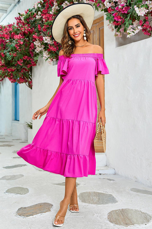 Bougainvillea Carmen Midikleid mit Stufenrock