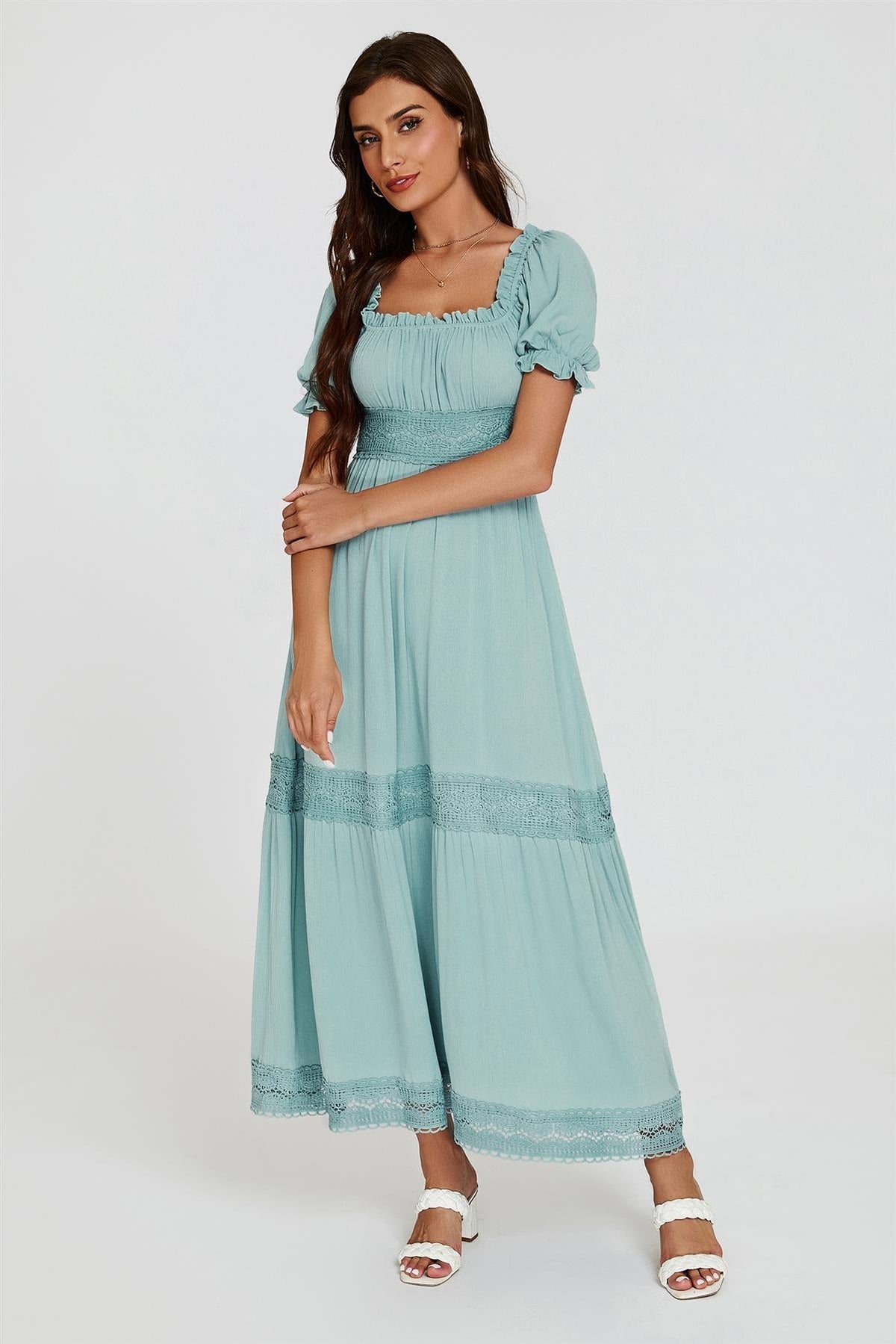 Lagune Cottage Maxikleid mit Puffärmeln und Spitze