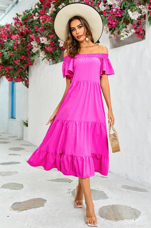 Bougainvillea Carmen Midikleid mit Stufenrock